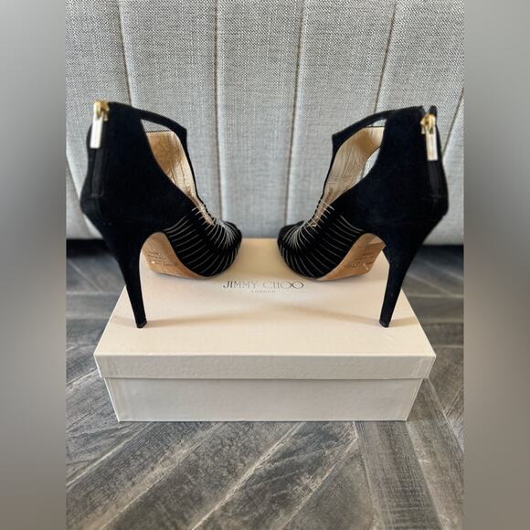 Jimmy Choo “Taste” Black Suede with Fishline heels - 40.5 - Picture 2 of 16